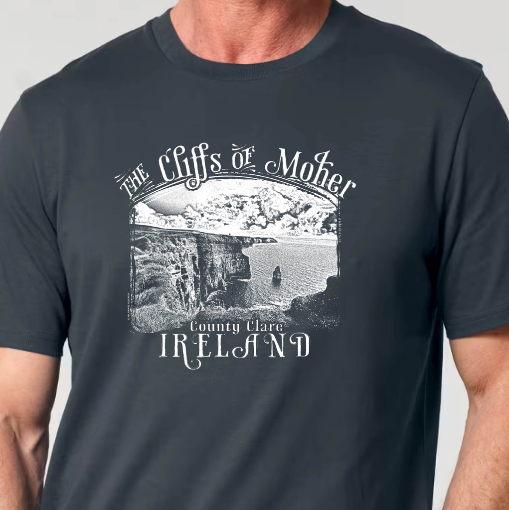 Monochrome Moher Cliffs Organic Unisex T-Shirt