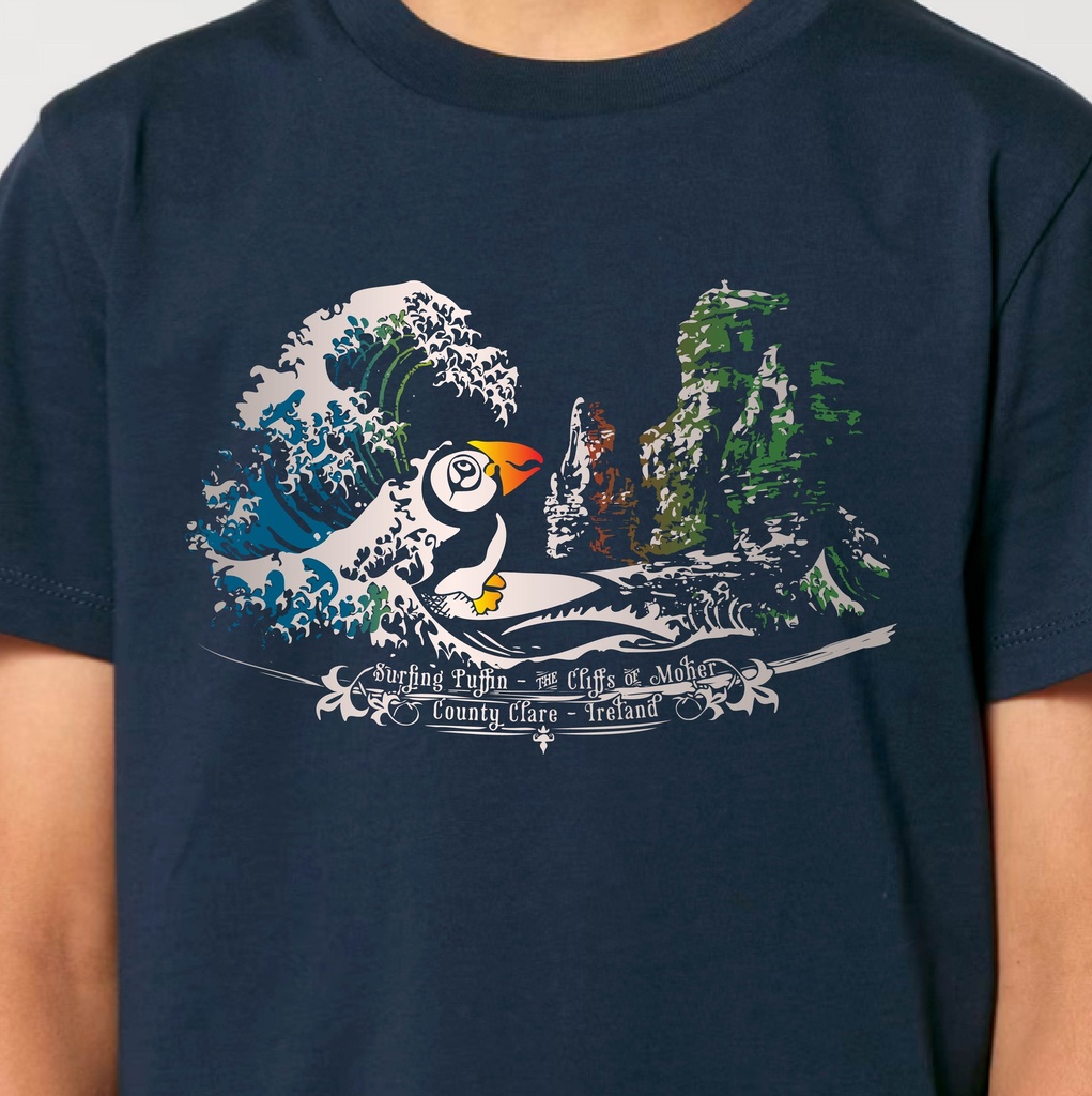 Surfing Puffin Organic Kid T-Shirt